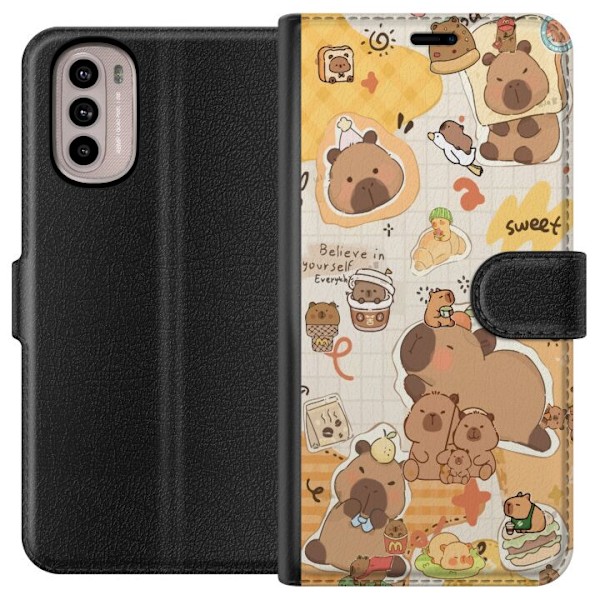 Motorola Moto G41 Tegnebogsetui Kawaii capybara mobilskal med gulliga djurmotiv