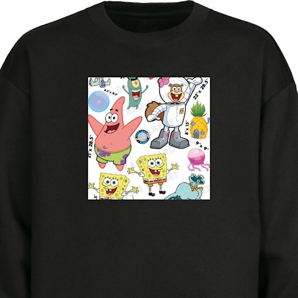 Sweatshirt for Voksen | Klassisk Collegegenser SpongeBob Squar svart M