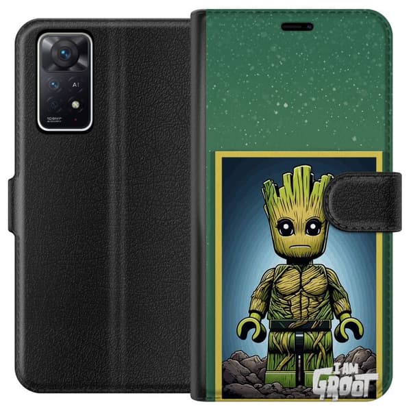 Kompatibelt Plånboksfodral till Xiaomi Redmi Note 11 Pro 5G Robot med röda ögon grå