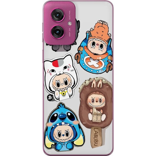 Motorola Moto G55 Gennemsigtig cover Labubu figur samling - Po