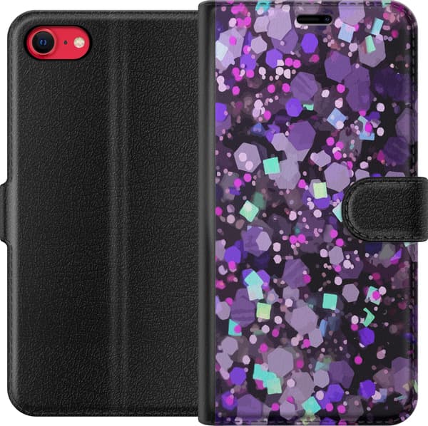 Kompatibelt Plånboksfodral till Apple iPhone 7 Lila Glitter