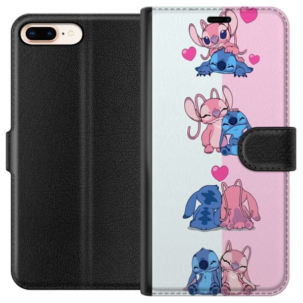 Kompatibel Tegnebogsetui til Apple iPhone 8 Plus Lilo & Stitch