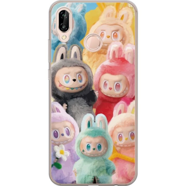Huawei P20 lite Genomskinligt Skal Labubu Sketch Style – Handritat monster i tusch