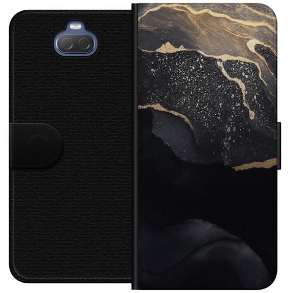 Sony Xperia 10 Plånboksfodral Svart guld abstrakt