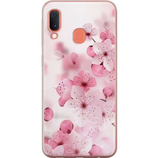 Samsung Galaxy A20e Gennemsigtig cover Kirsebærblomst