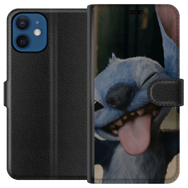 Apple iPhone 12 mini Plånboksfodral Stitch Söt Alien – Blå Favorit från Yttre Rymden