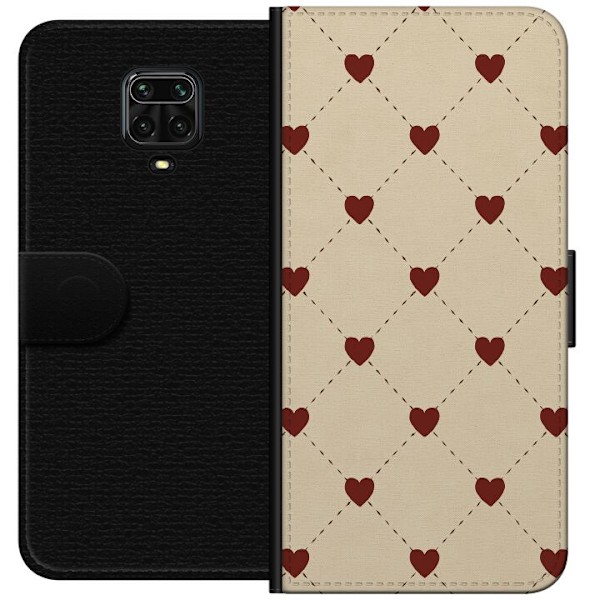 Xiaomi Redmi Note 9S Plånboksfodral Heart Grid