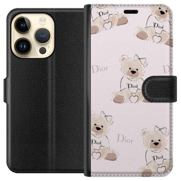 Apple iPhone 14 Pro Tegnebogsetui Teddy Dior Vibes - luksuriøs bamse i modetil