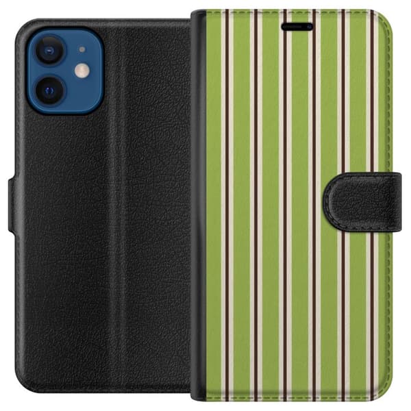 Kompatibel Tegnebogsetui til Apple iPhone 12 Matcha Stripe grøn