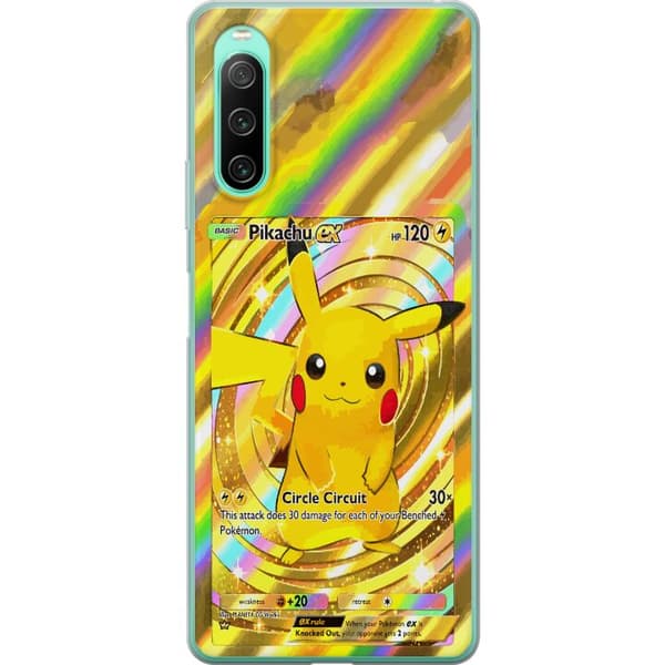 Kompatibelt Mobildeksel til Sony Xperia 10 IV Gullig Pikachu EX samlebilde med regnbueeffekter gull