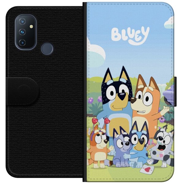 OnePlus Nord N100 Plånboksfodral Bluey mobilskal med hela familjen i färgglad design