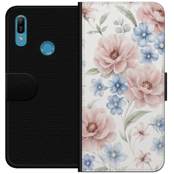 Huawei Y6 (2019) Plånboksfodral Romantiska blommor