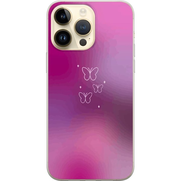 Apple iPhone 15 Pro Max Läpinäkyvä kuori Perhoset Vaaleanpunainen
