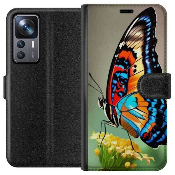 Xiaomi 12T Pro Plånboksfodral Fjäril Natur Sommar Motiv Vingar Färgstark Design Populär Dekor Grafiskt Exotiskt Tema