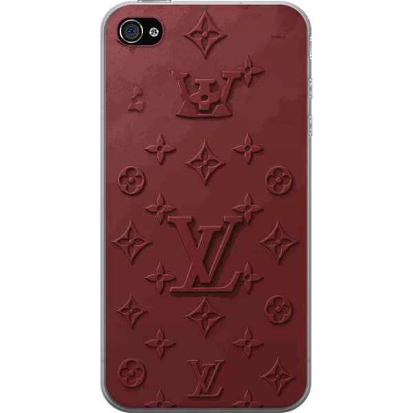 Kompatibelt Mobildeksel til Apple iPhone 4s Luksuriøst Louis Vuitton-inspirert monogram i mørkerøde toner rød