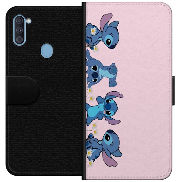 Samsung Galaxy A11 Tegnebogsetui  Stitch Grin & Leg – Perfek