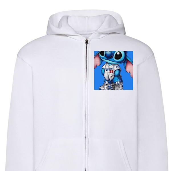 Zip-Hoodie | Hættetrøje med Lynlås til Voksne Stitch hvid M