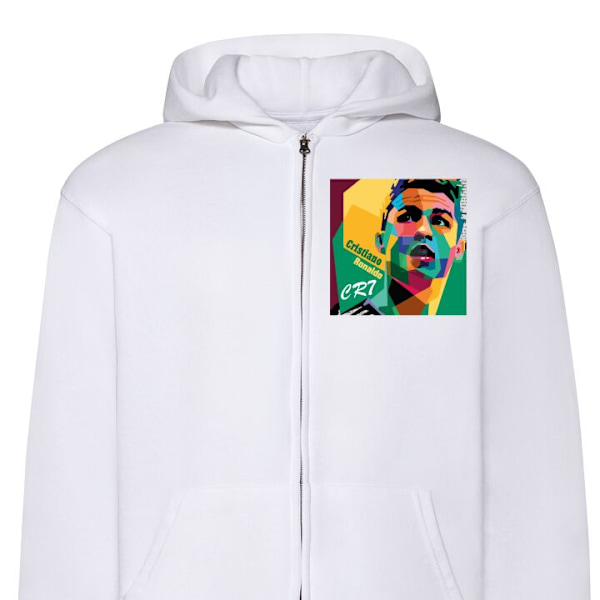 Zip-Hoodie | Huvtröja med Dragkedja för Vuxna Ronaldo vit L