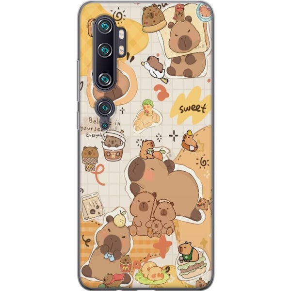 Xiaomi Mi Note 10 Pro Läpinäkyvä kuori Kawaii capybara mobilskal med gulliga djurmotiv