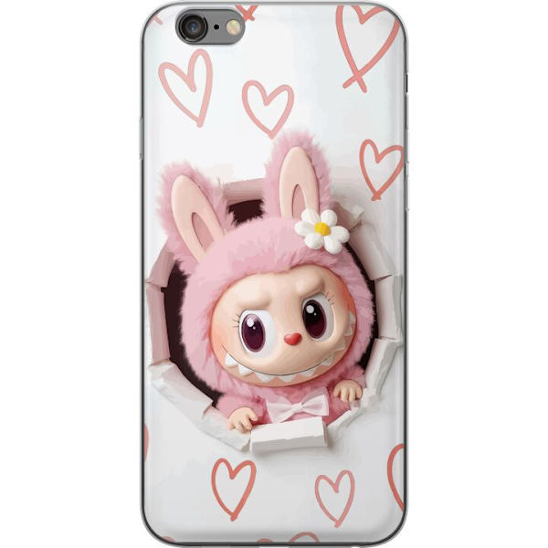 Apple iPhone 6s Plus Genomskinligt Skal Labubu Hjärtbakgrund Pop Mart Kärlek Tema Figur Design Populärt Motiv Samlarfigur Art Toy Serie