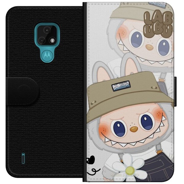 Motorola Moto E7 Tegnebogsetui Labubu Minimal Mood - Enkel og stilren monsterdesign
