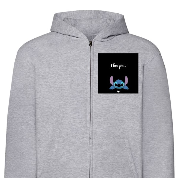 Zip-Hoodie | Hættetrøje med Lynlås til Voksne Stitch Jeg El grå XXL
