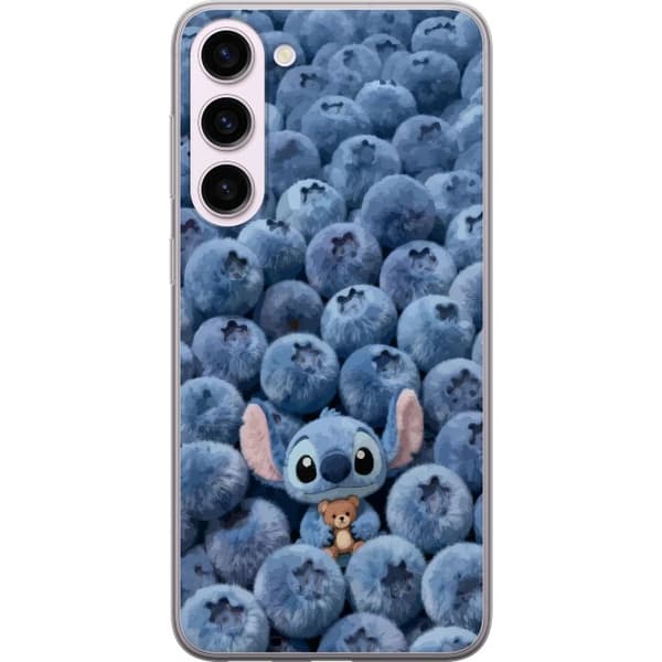 Kompatibelt Mobildeksel til Samsung Galaxy S23+ Søt fluffy blå figur med liten bamse blant myke blåbær blå