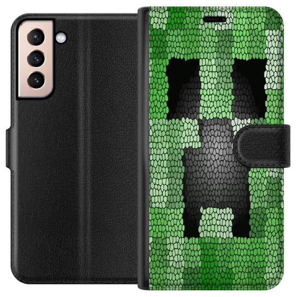 Kompatibelt Plånboksfodral till Samsung Galaxy S21 Creeper / Minecraft
