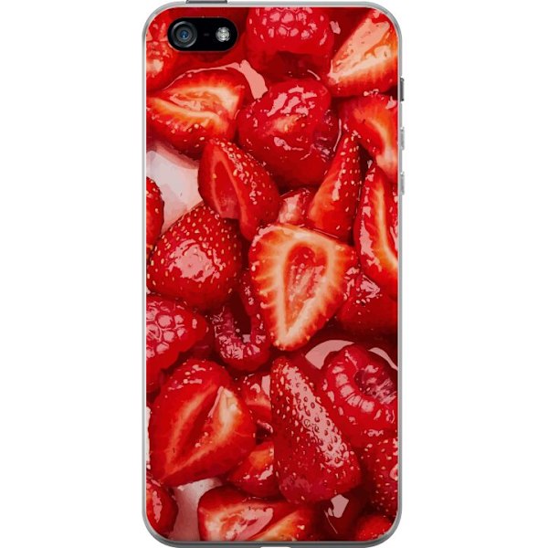 Apple iPhone 5 Läpinäkyvä kuori Mansikkakuviointi - makea m