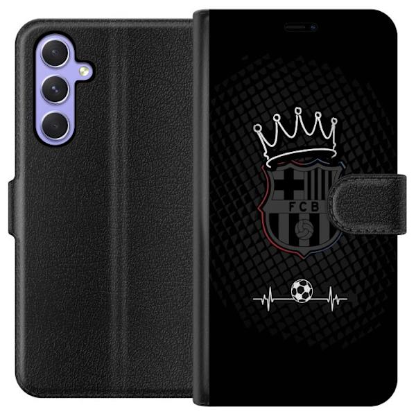Samsung Galaxy A54 Lompakkokotelo FC Barcelona Emblem Jalkapalloaihe Sininen Punainen Seuramerkki Katalonia La Liga Fanit Suosittu Ikoninen