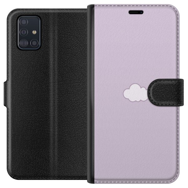 Samsung Galaxy A51 Plånboksfodral Lila Moln – minimalistiskt moln på lila bakgrund