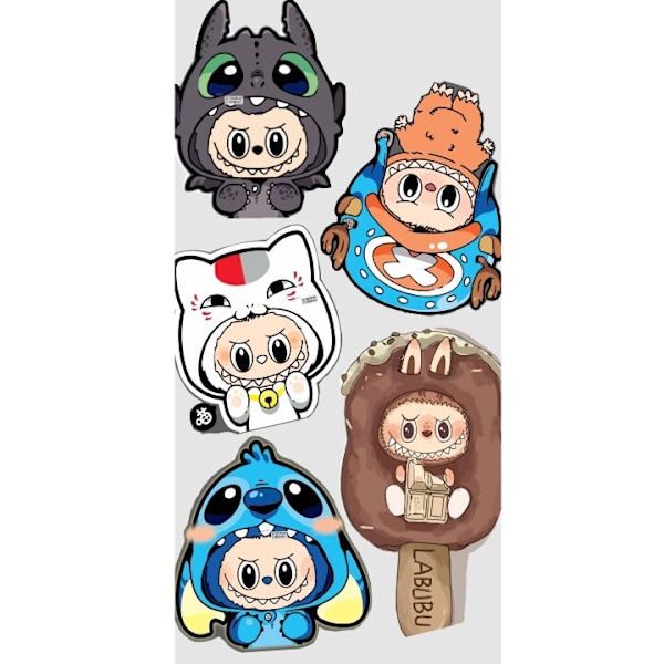 Apple iPhone 13 Pro Tegnebogsetui Labubu figur samling - Pop Mart Labubu The Monsters i farverigt design
