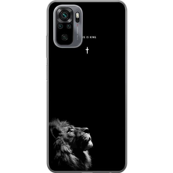 Kompatibel Mobilcover til Xiaomi Redmi Note 10 Lejon med Jesus is King citat sort