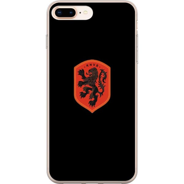 Kompatibel Mobilcover til Apple iPhone 8 Plus Orange skjold med sort heraldisk løve mod sort baggrund sort