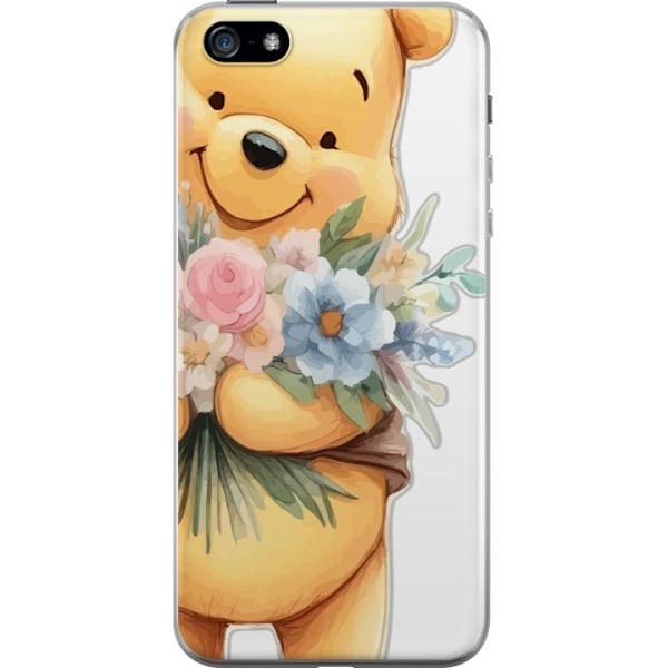 Apple iPhone 5 Genomskinligt Skal Nalle Puh med blommor – klassisk barnfavorit i blommande vårmiljö
