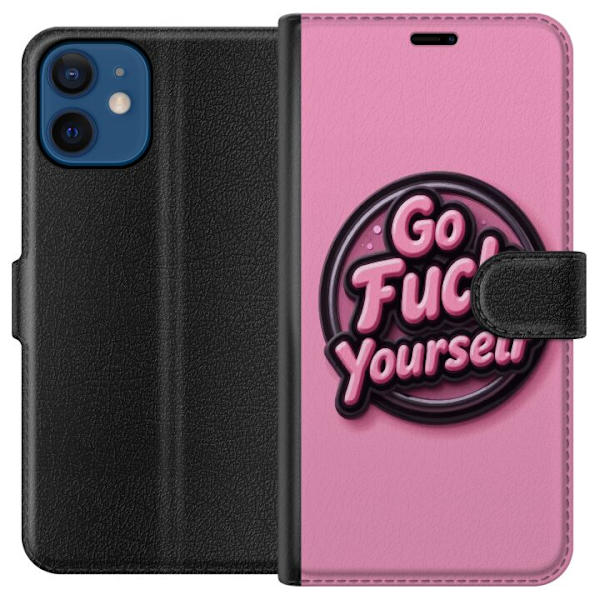 Kompatibelt Lommeboketui til Apple iPhone 12 Rosa 3D textposter
