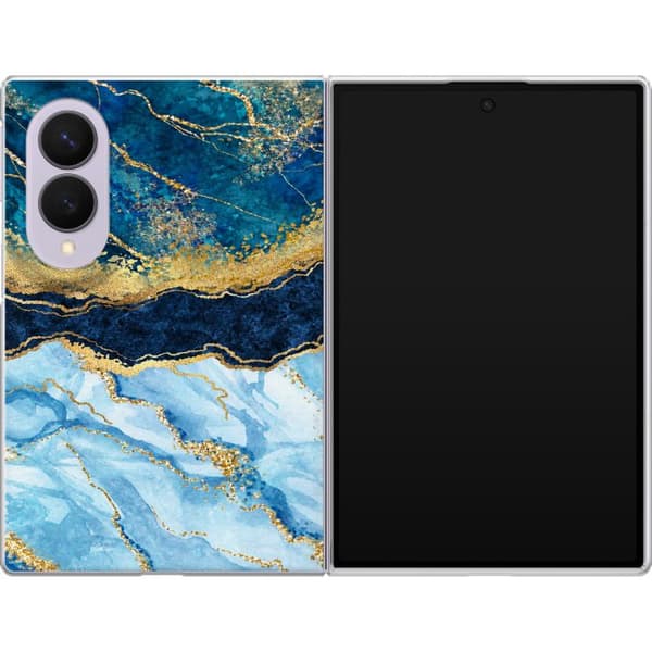 Kompatibel Mobilcover til Samsung Galaxy Z Fold8 Blå marmorgrafik blå