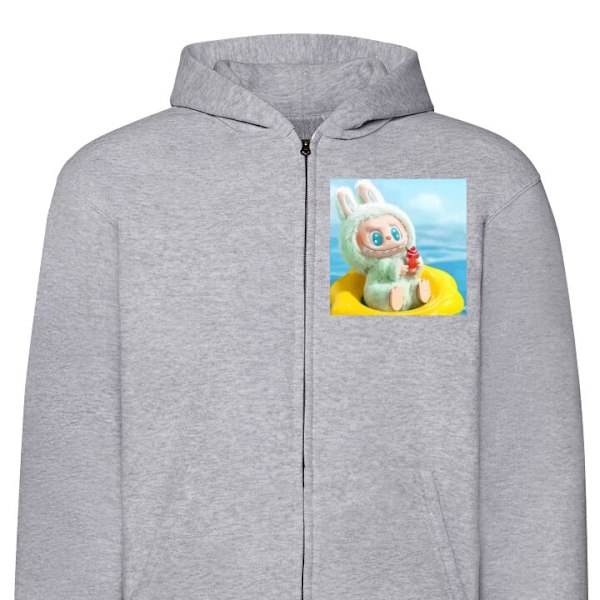 Zip-Hoodie för Barn | Huvtröja med Dragkedja Labubu Macaron Series grå one size