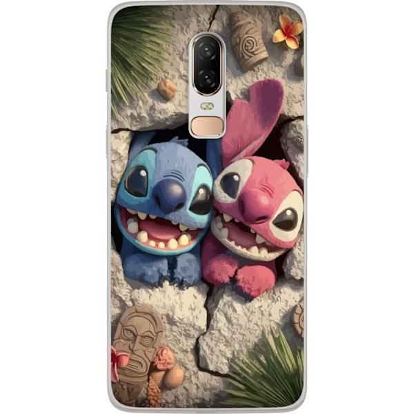 OnePlus 6 Läpinäkyvä kuori Stitch Angel Lilo & Stitch Motiivi Disney Rakkaus Sarjakuvahahmo Suosittu Sininen Avaruusolio Hauska Disney-elokuva