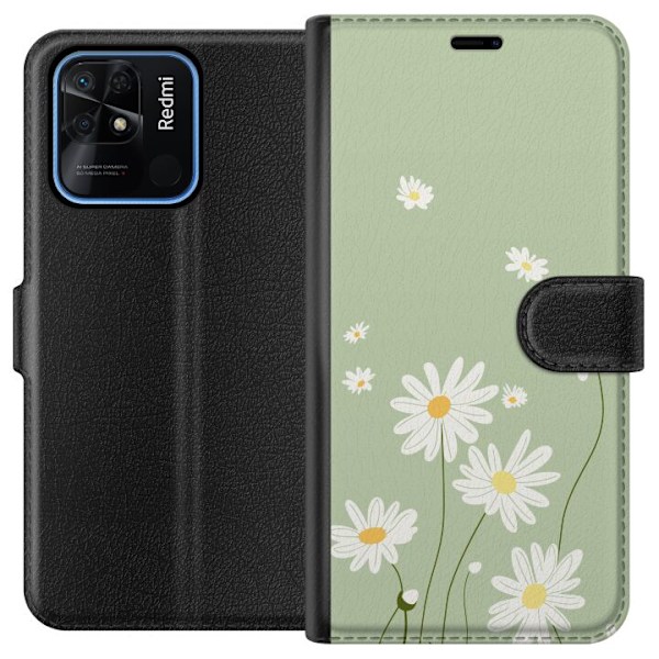 Xiaomi Redmi 10C Plånboksfodral Prästkragar – blommigt mönster i svensk sommarstil