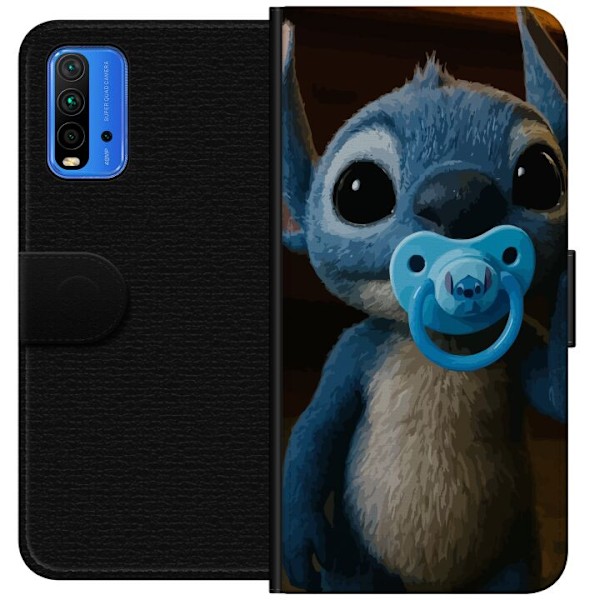 Xiaomi Redmi Note 9 4G Lompakkokotelo Stitch & Napp - vauvateema söpöllä hahmolla