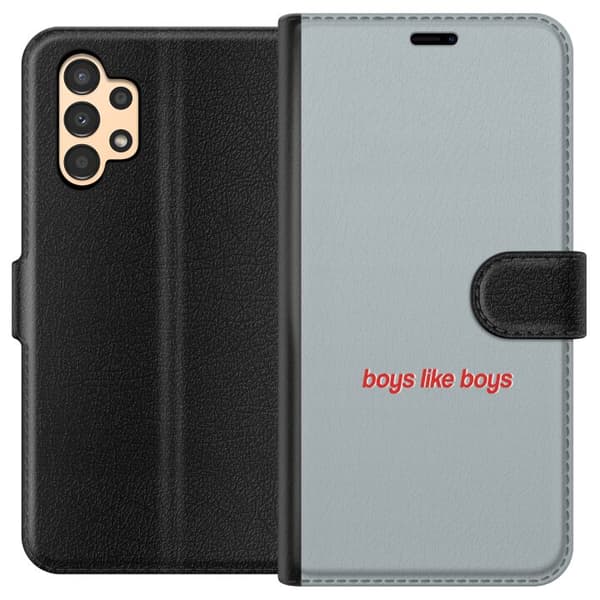 Kompatibelt Plånboksfodral till Samsung Galaxy A13 Boys Like Boys text grå