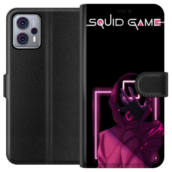 Motorola Moto G23 Lompakkokotelo Squid Game Teema Suosittu Sarja Motiivi Graafinen Ikoninen Suunnittelu Aasialainen Popkulttuuri Jännitys Draama