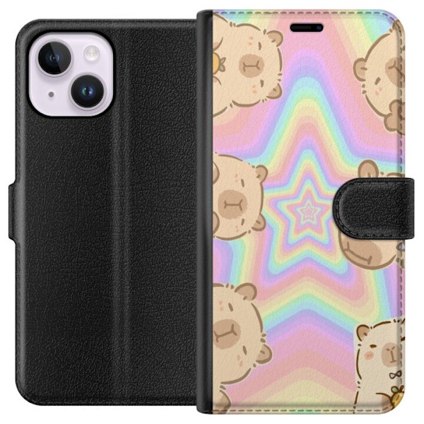 Apple iPhone 15 Plus Tegnebogsetui Kawaii Capybara Galaxy Sød Anime Dyr Rummotiv Kawaii Trend Gave TikTok Design