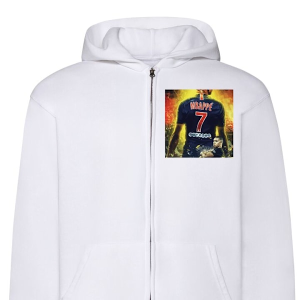Zip-Hoodie | Hættetrøje med Lynlås til Voksne Kylian Mbapp hvid L