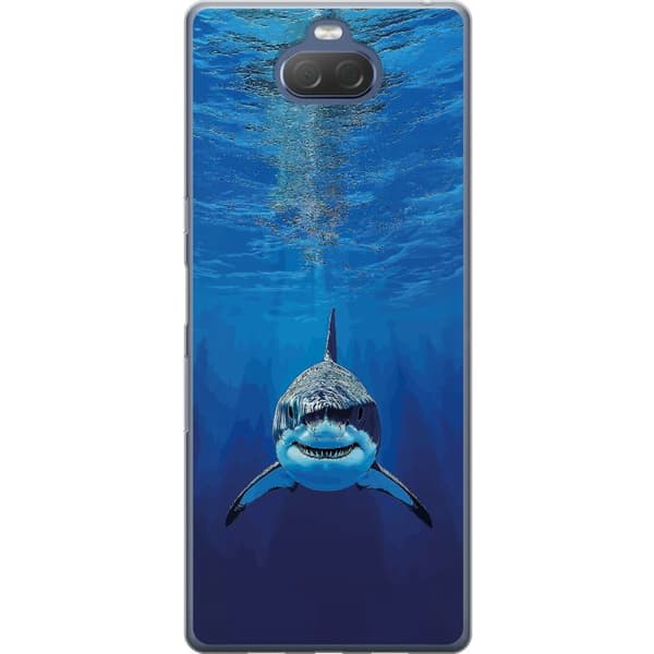 Kompatibelt Mobildeksel til Sony Xperia 10 Plus Nærbilde av en hvithai under havoverflaten blå