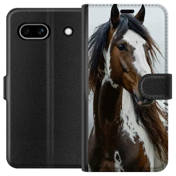 Google Pixel 7a Tegnebogsetui Hest Dyrsmotiv Grafisk Design Natur Kraftfuldt Motiv Populært Vægkunst Dyretema Ridning