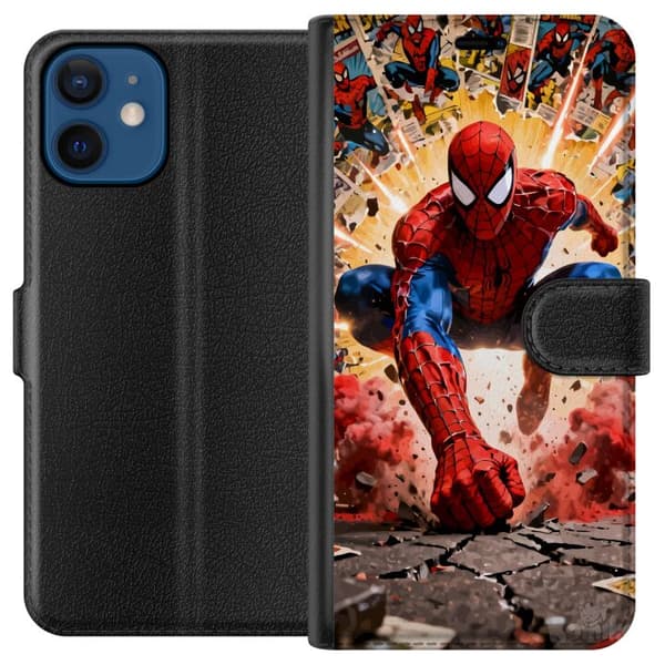 Kompatibel Tegnebogsetui til Apple iPhone 12 mini Spider Man action