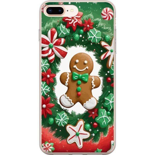 Kompatibelt Mobildeksel til Apple iPhone 8 Plus pepperkakemann plakat julekaker juleferie kjeks krans godteri søtsaker pepperkake retro kunst