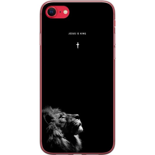 Kompatibel Mobilcover til Apple iPhone 8 Lejon med Jesus is King citat sort